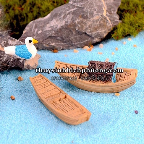 GHE - THUYỀN CÓ MÁI TRANG TRÍ TERRARIUM ĐỒ CHƠI TÉP KIỂNG THỦY SINH