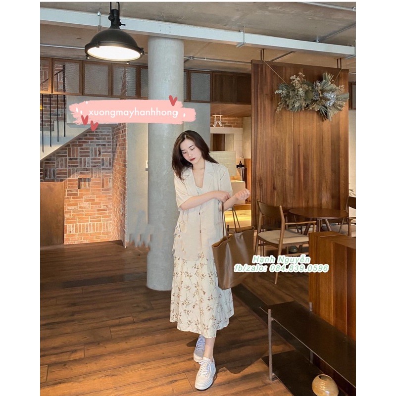 Váy hoa hai dây maxi đi biển chất lụa hàn Quảng Châu hai lớp - Xưởng May Hạnh Hồng | BigBuy360 - bigbuy360.vn
