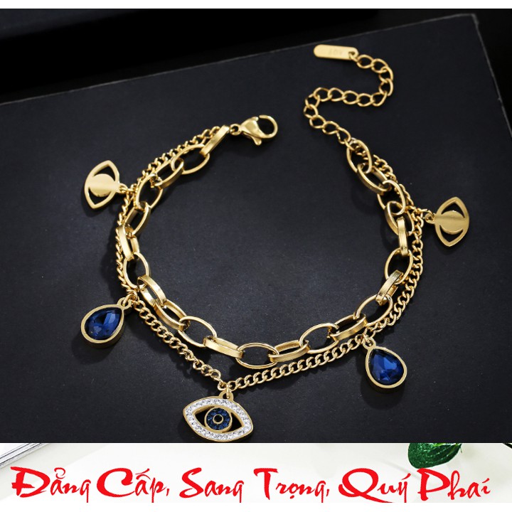 Lắc tay titan hình ánh mắt xen kẽ giọt ngước siêu đẹp, bền màu, hợp thời trang