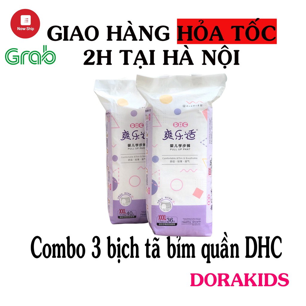 Combo 3 bịch tã bỉm quần DHC nội địa Trung cao cấp, siêu mỏng size L48, XL44, 2XL40, 3XL36