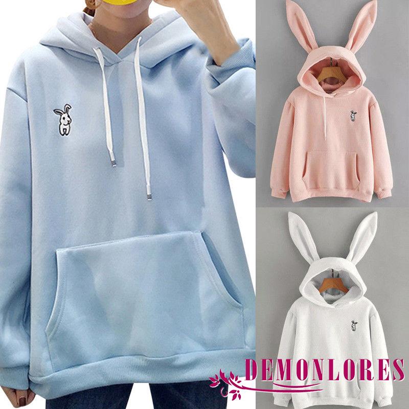 FREESHIP ĐƠN 99K_ Áo hoodie nữ dài tay có nón trùm hình tai thỏ đáng yêu