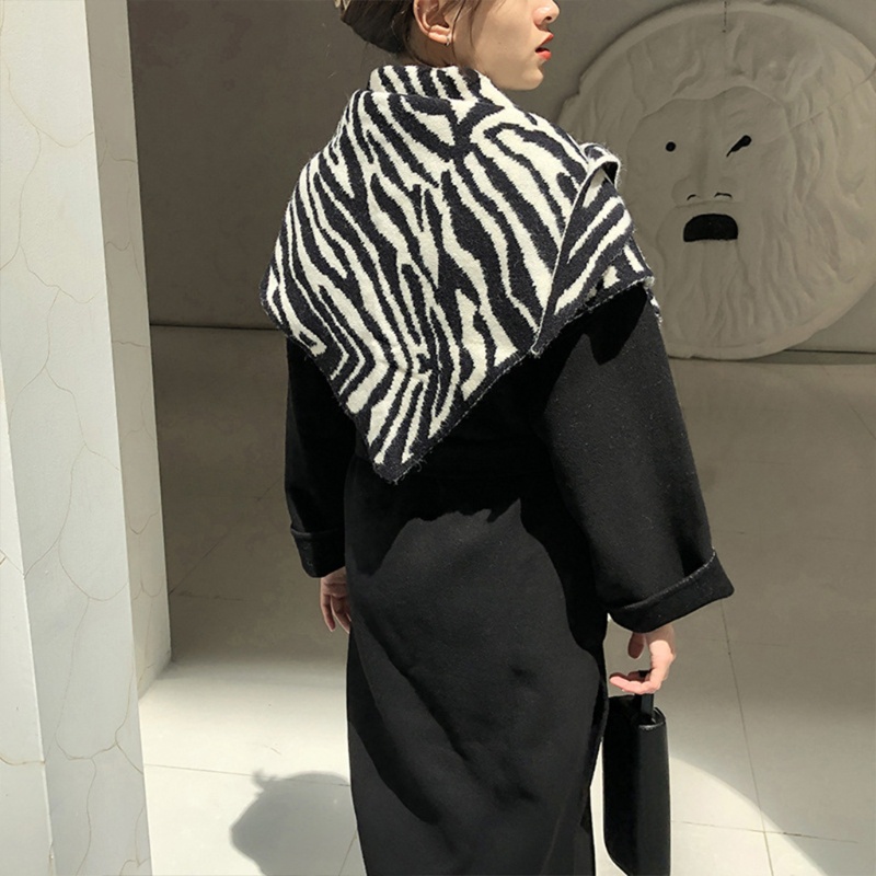 Áo Choàng Len Dệt Kim In Họa Tiết Hổ Phong Cách Hàn Quốc Thời Trang Mùa Đông Cho Nữ