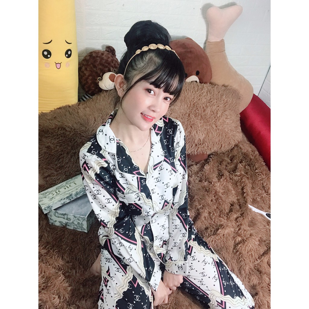 Set Đồ Bộ Pizama Ngủ Pijama Nữ Lụa Satin Cao Cấp Phối Tay Dài Quần Dài Độc Đáo Siêu Sang (Kèm Hình Thật) | BigBuy360 - bigbuy360.vn