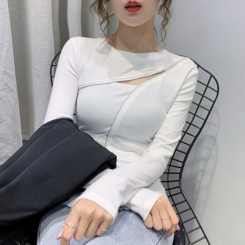 Áo thun dài tay nữ Có Khoá Kéo Kiểu Dáng