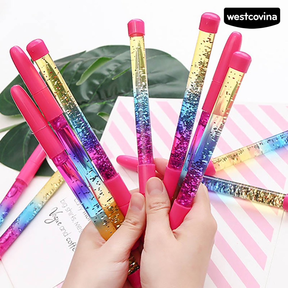 [Hot]✍Bút Bi Mực Xanh Có Tay Cầm Đính Kim Sa Lấp Lánh Cho Học Sinh/Văn Phòng