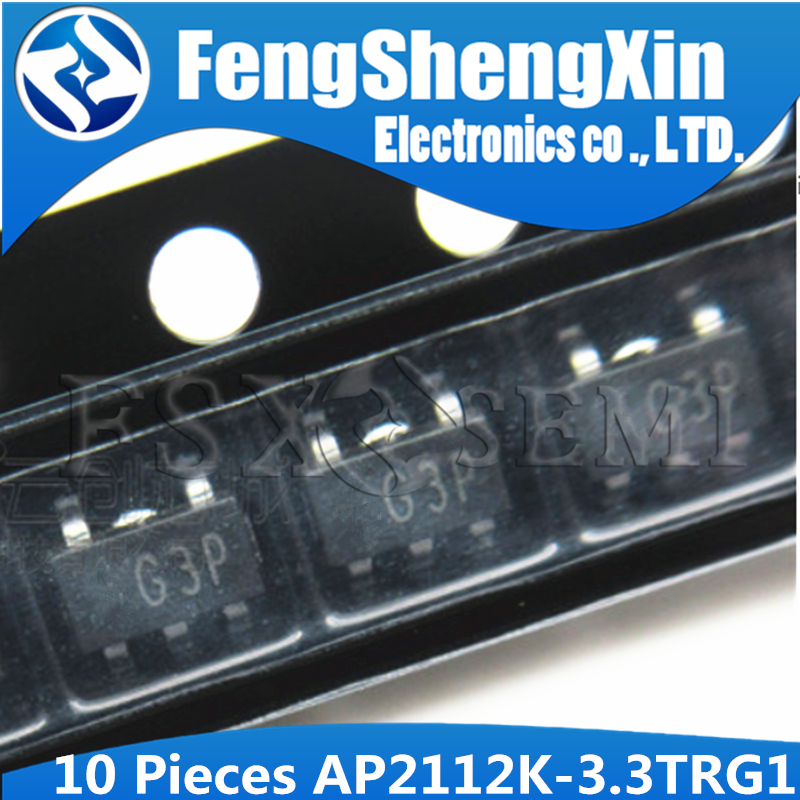 10 CÁI AP2112K-3.3 SOT23-5 AP2112K-3.3TRG1 3.3V 0.6A G3P 2112 AP2112 AP2113K AP2112-3.3 600mA CMOS L
