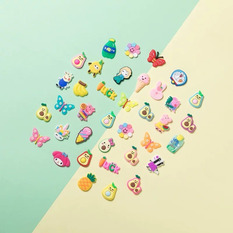 10 Charm PVC đính kẹp 5 răng, dây buộc tóc, kẹp tóc