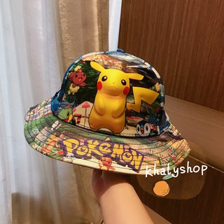 Nón Mũ Vành Tai Bèo BUCKET vải kaki nổi 3D (Pokemon) cho bé trai và bé gái - 140PO0150