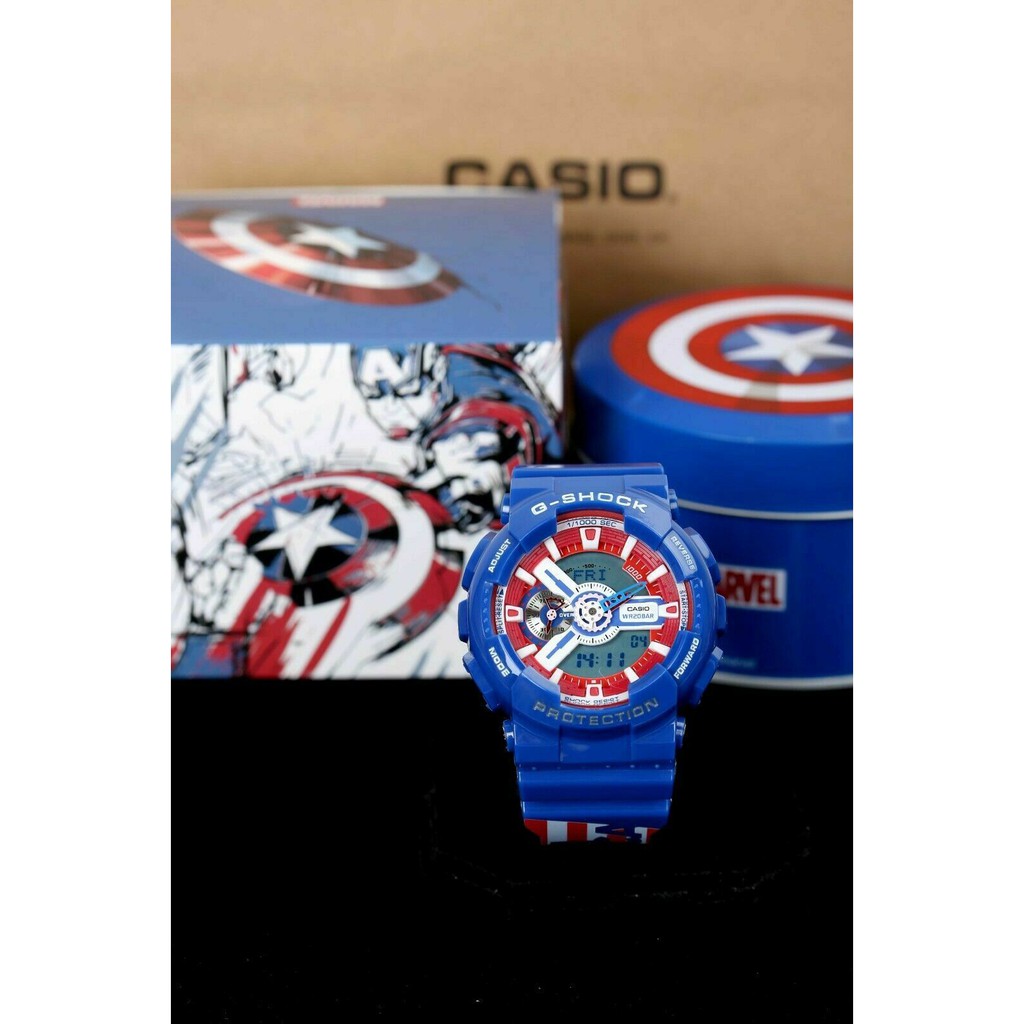 Đồng Hồ Casio G-Shock Avengers Marvel Captain America - Đồng Hồ G Shock Nam Phiên Bản Giới Hạn Đặc Biệt