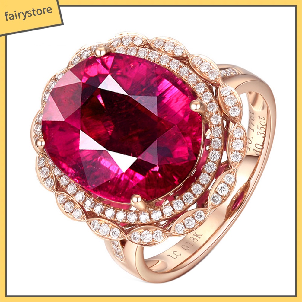 Nhẫn đính đá ruby giả thời trang sang trọng cho nữ