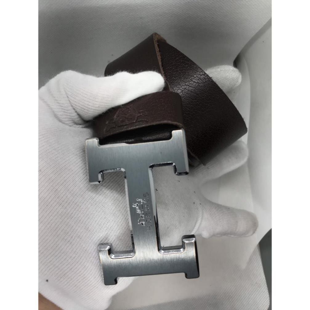 Thắt Lưng nam mặt khóa chữ H kim loại đúc, dây nịt da bò nguyên miếng mạnh mẽ,nam tính