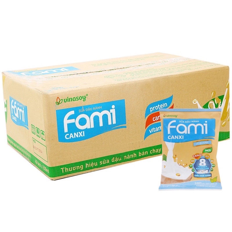 Sữa đậu nành FAMI 100% đậu nành không biến đổi gen thùng 40 bịch