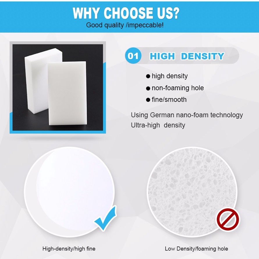 Bộ 50 Miếng Bọt Biển Ma Thuật 10x6x2cm Làm Sạch Nhà Bếp / Phòng Tắm