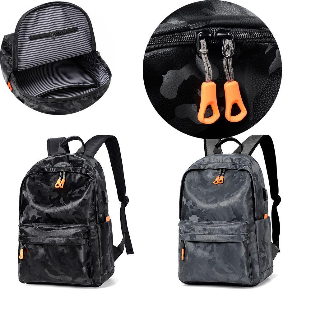 Ba Lô Da PU Siêu Nhẹ Họa Tiết Rằn Ri Chống Thấm Nước Có Khóa Kéo Phong Cách Công Sở Cho Nam