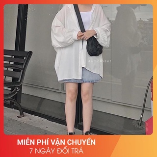 [FREESHIP] Áo sơ mi trắng tay bồng 24APRIL 🌸 Chất thô lụa form oversize 🌸