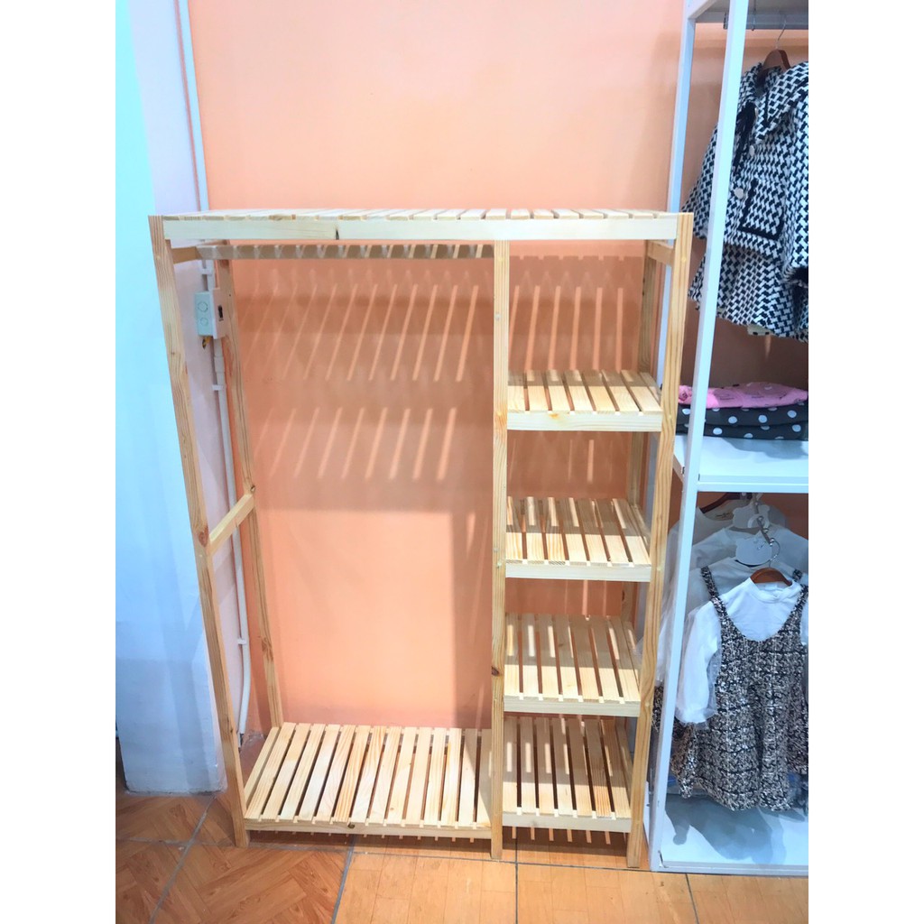 Kệ Treo Quần Áo Khung Gỗ Thông 2 Ngăn GIÁ RẺ VÔ ĐỊCH | BigBuy360 - bigbuy360.vn