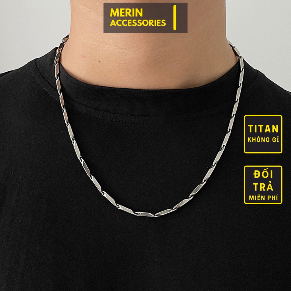 Vòng Cổ Dây Chuyền Unisex Nam Nữ Xích Trơn Basic Màu Bạc Cá Tính Cho Nam Nữ Merin Accessories Chất Liệu Inox Không Gỉ