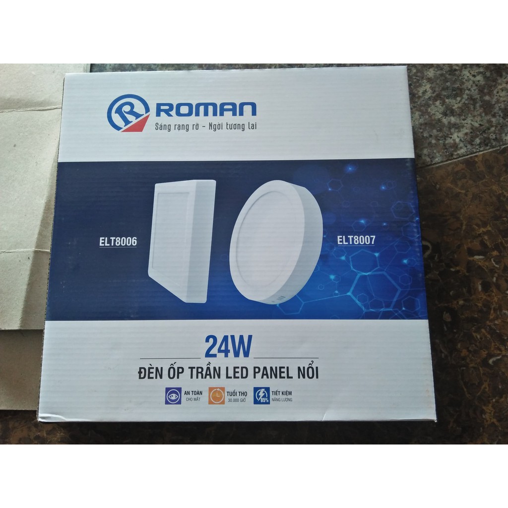 Đèn ốp nổi panel LED Roman ELT8006 24W (Vuông) ánh sáng trắng