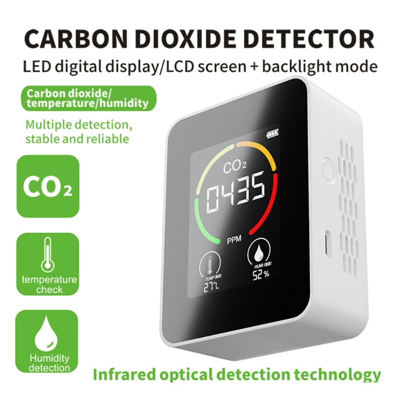 Máy Đo Độ Ẩm Không Khí CO-2 3 Trong 1 Có Chuông Báo Nhiệt Độ 400 5000 Gpm 1200Mah