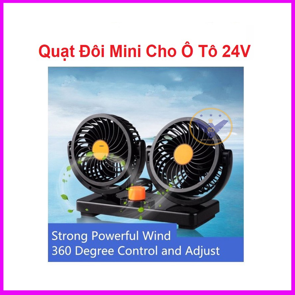 Quạt Đôi Mini Tiện Ích 360 Độ Để Trong Ô Tô, Để Bàn Làm Việc