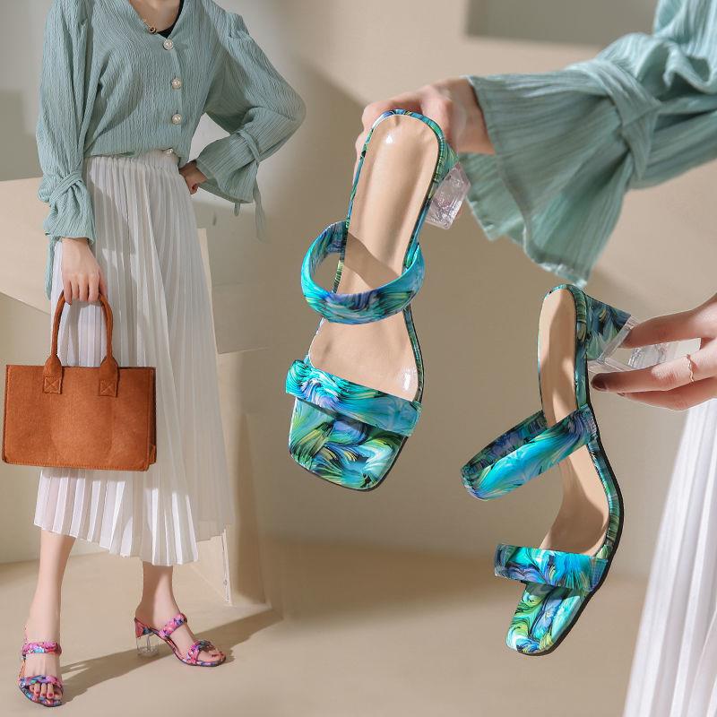 Dép Sandal Cao Gót Hở Ngón Đế Pha Lê Dày Thời Trang Mùa Hè Hàng Mới