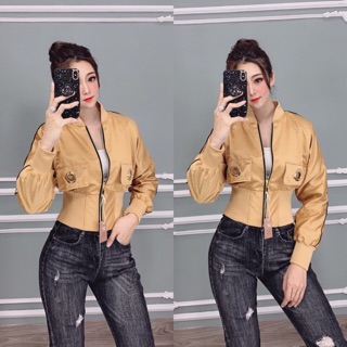 Áo khoác phi beo eo khoen lưng cao so hot