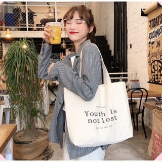 Túi tote túi vải canvas phong cách Hàn quốc Youth is not lot