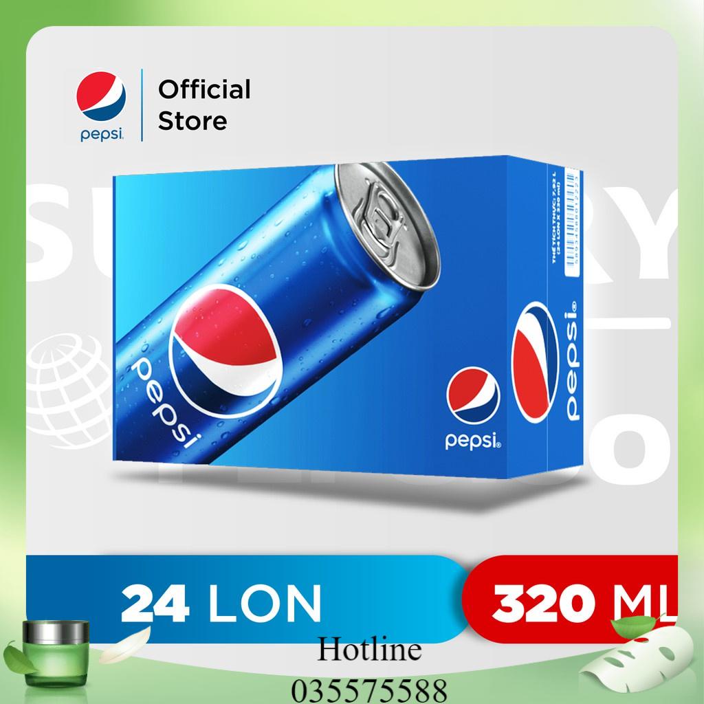 Thùng 24 Lon Nước Ngọt Có Gaz Pepsi (320ml/lon)