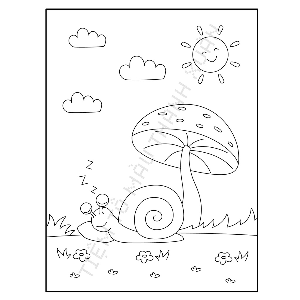 Set 20 Tờ Tranh Tô Màu Hình Ốc Sên Cute Cho Bé Size A5 Màu Sáp, Màu Chì - Tiệm Tô Màu Thanh Xuân