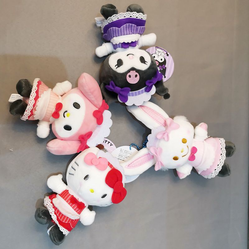 2021New Kuromi My Melody Maid Dress Plush Pendant Stuffed Doll Cartoon Keychain 4.7inch