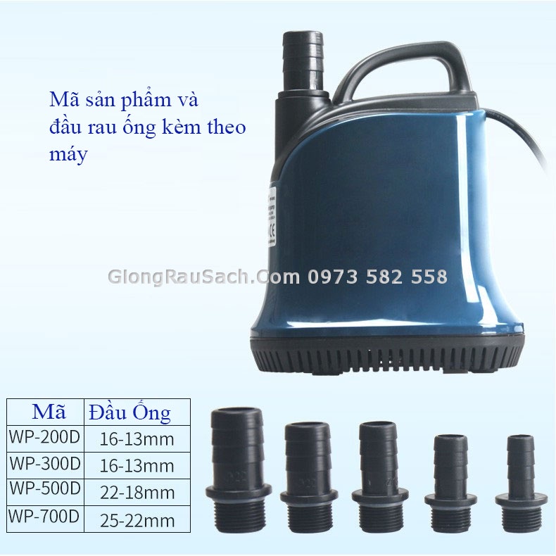Máy Hút Đáy Bể Cá Bơm Nước Vòi Non Bộ SoBo 500D Công Suất 55W Đầu Ra 18mm và 22mm