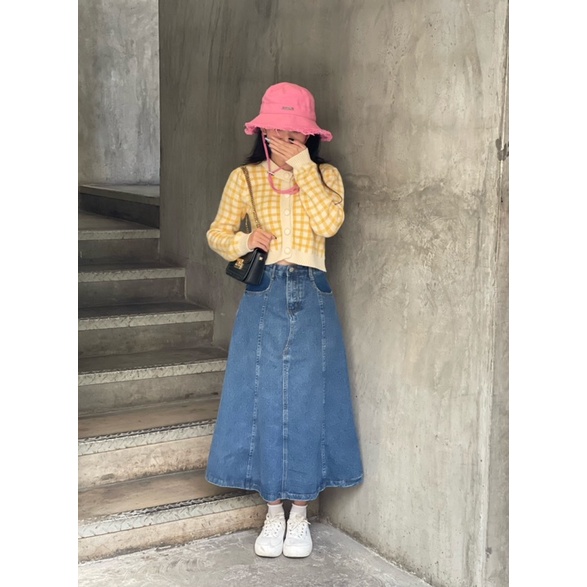 CHÂN VÁY JEANS NỮ XOÈ DÁNG DÀI ULZZANG