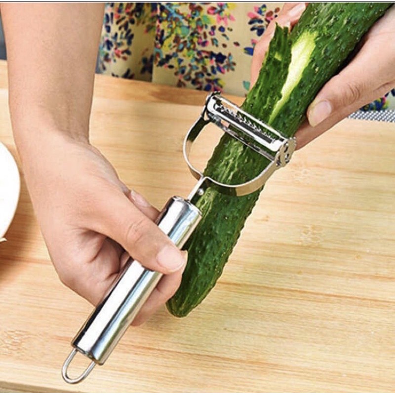 Nạo Củ Quả Inox Đa Năng 2 In 1 Thép Không Gỉ Nạo Củ Quả Và Bào Sợi Nhỏ Gọn Kích Thước 17x5 cm