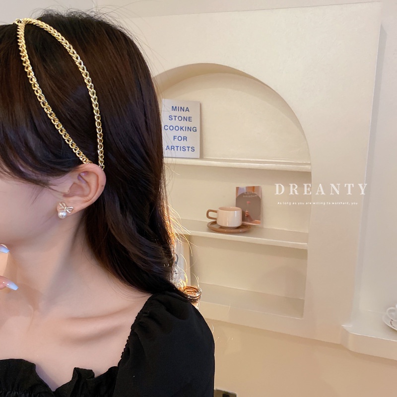 Băng Đô Cài Tóc Bằng Kim Loại Đính Đá Phong Cách Thời Trang Mới