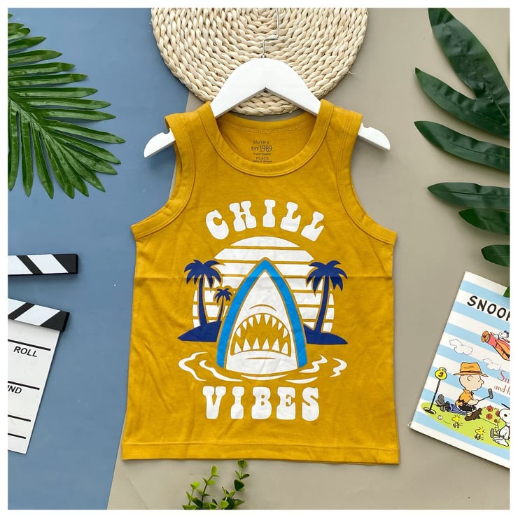 Áo sát nách chất cotton mát lịm kết hợp nhiều hình ảnh ngộ nghĩnh cho bé trai từ 18-40kg