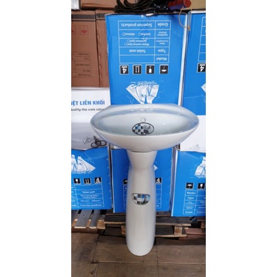 Chậu lavabo 3 lỗ  vòi nóng lạnh đủ phụ kiện Thái Bình kích thước  có giá đỡ chưa bao gồm chân chậu