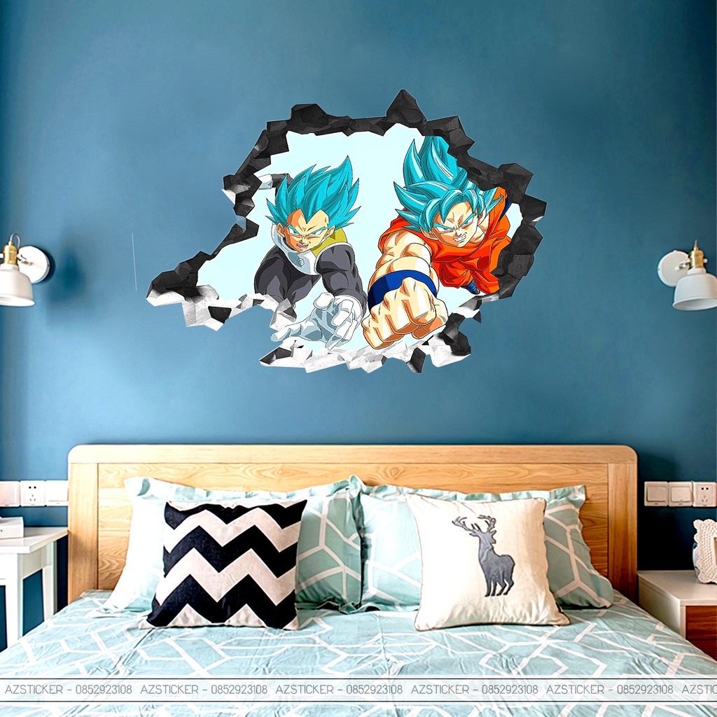 Hình Dán Decor Phòng 3D Songoku X Vegeta | Hình Dán Decor Phòng 3D Chống Thấm Nước , Chống Bay Màu