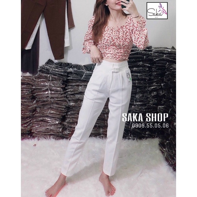 Quần tây baggy công sở nút lệch vati tuyết mưa