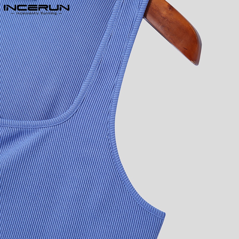 Áo ba lỗ nam INCERUN không tay phối nút màu trơn thường ngày mùa hè có 2 màu