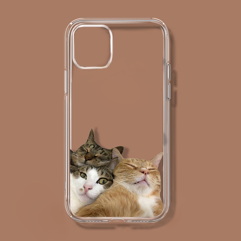 Ốp điện thoại mềm trong suốt in hình mèo bảo vệ toàn diện chống rơi thích hợp cho iPhone 13 Pro Max 11 Pro 7 Plus X Max