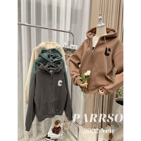 Áo khoác nỉ bông chữ C dày dặn (Ảnh thật/video)