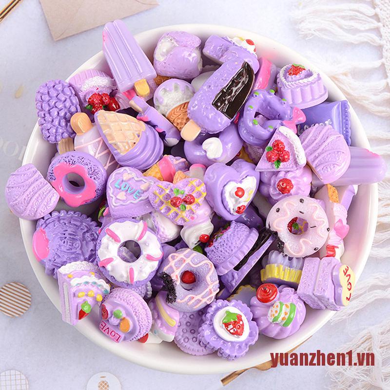 Set 10 Phụ Kiện Trang Trí Ốp Điện Thoại Hình Bánh Kẹo Dễ Thương