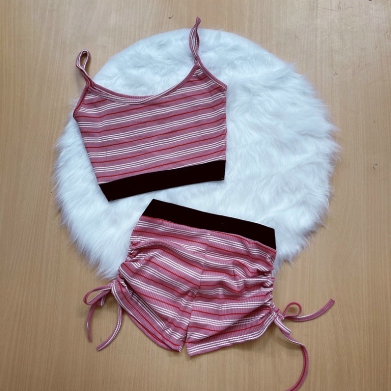 Set bộ sọc áo 2 dây phối quần rút dây 2 bên - B7U