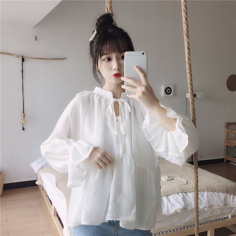 Áo kiểu tay dài phong cách Hàn Quốc dáng rộng mới cho nữ