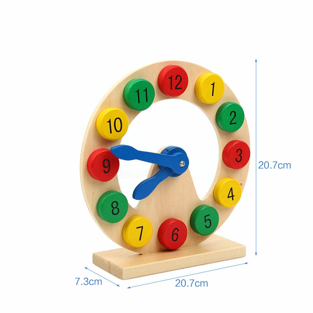 【Ready Stock】Kids Wooden Digital Geometry Clock Early Intelligence Toys