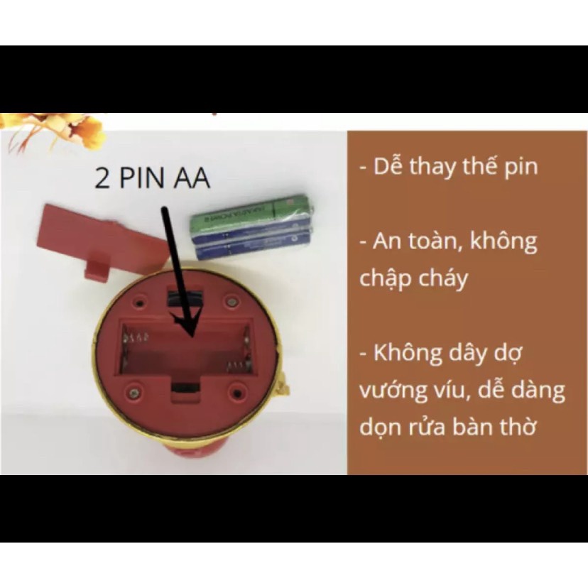 Đèn Dầu Điện Tử LED Xài Pin Không Khói, Đèn Để Bàn Thờ Thiết Kế Vừa Truyền Thống Vừa Hiện Đại.