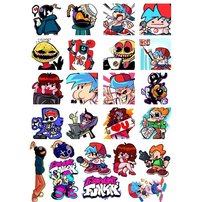 Ảnh Sticker Friday night funkin nhiều mẫu khác nhau / Hình dán anime game Friday Night Funkin