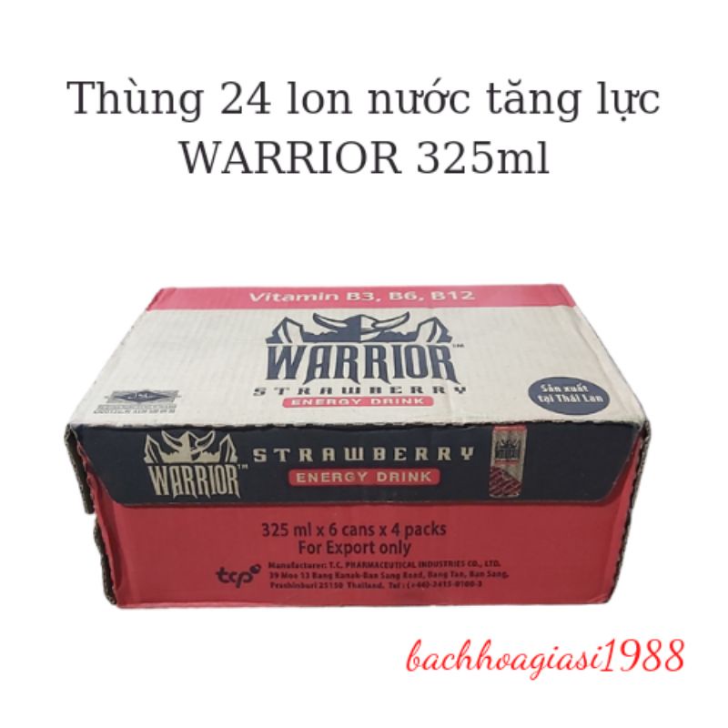 + NOW SHIP -Thùng 24 lon nước tăng lực WARRIOR 325ml vị dâu