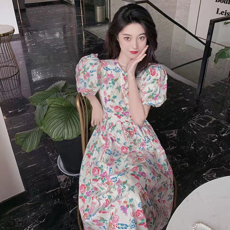 ⭐Đốm⭐Đầm Voan Hoa Dáng Dài Thoáng Mát Xinh Xắn Cho Nữ