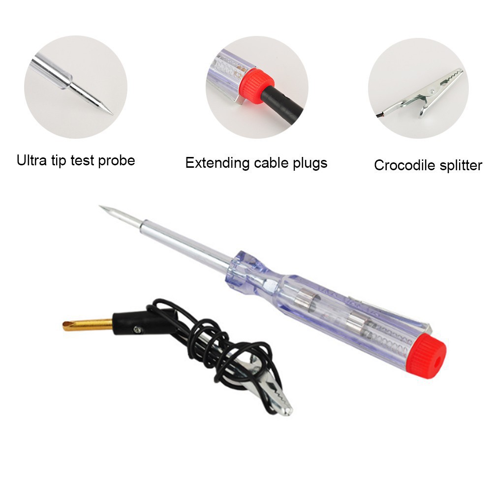 Bút thử điện 6V 12 V 24V có đèn tiện lợi chuyên dùng cho xe hơi/xe máy